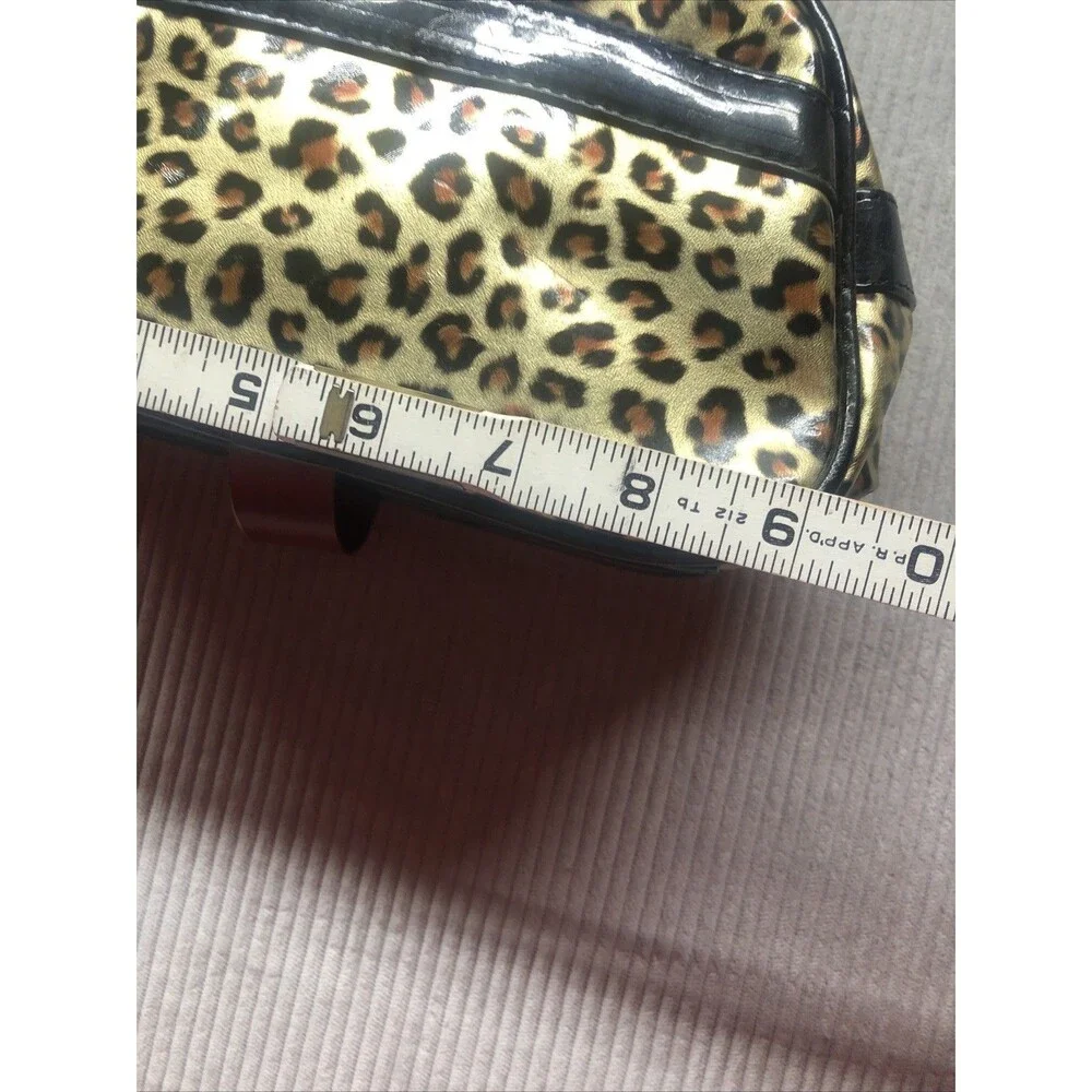 Betseyville Cosmetic Bag Gold Leopard Black Patent Organization Charm Zipper